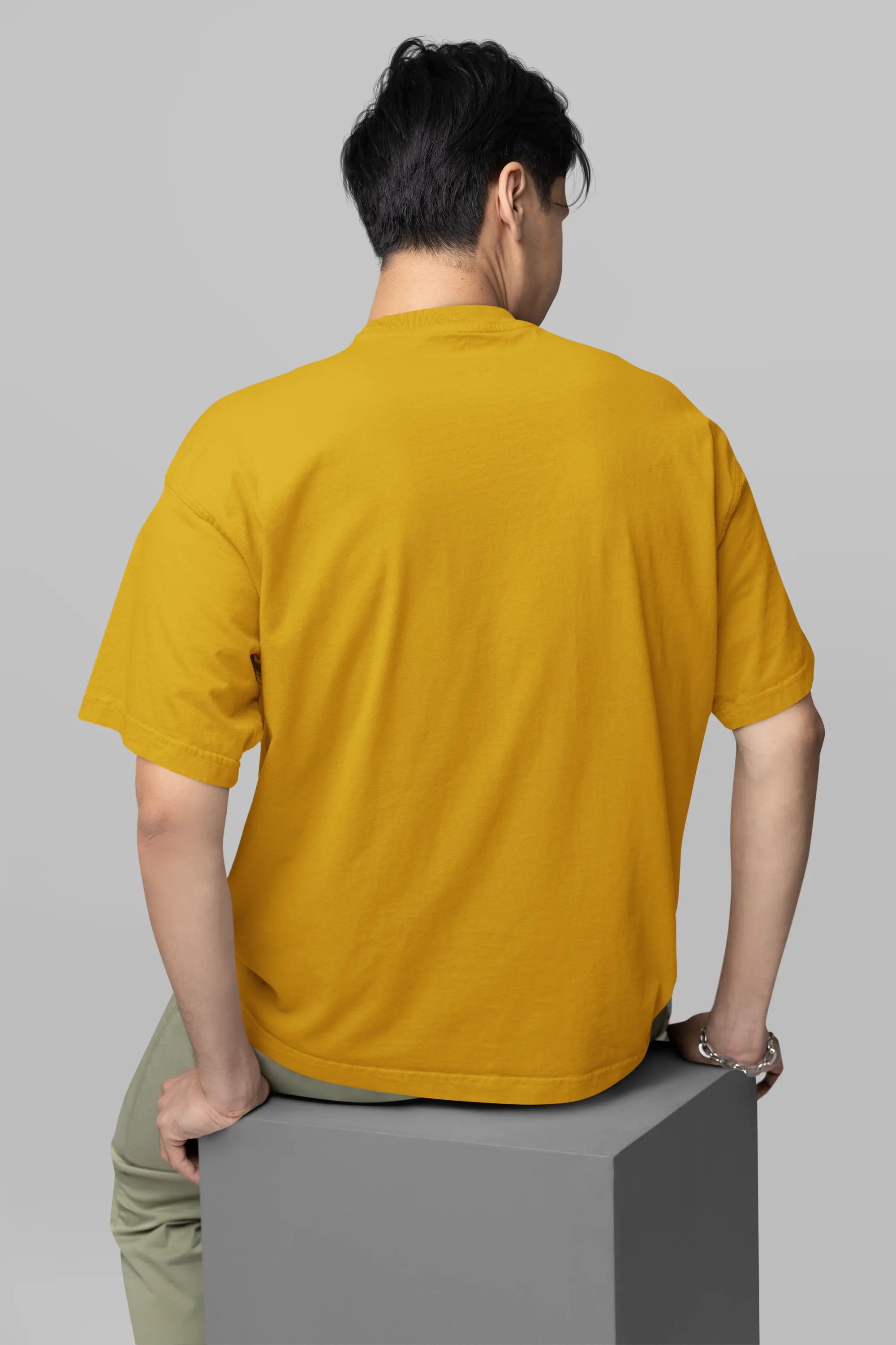 Basic Mustard Yellow Oversized T-Shirt For Men My Store