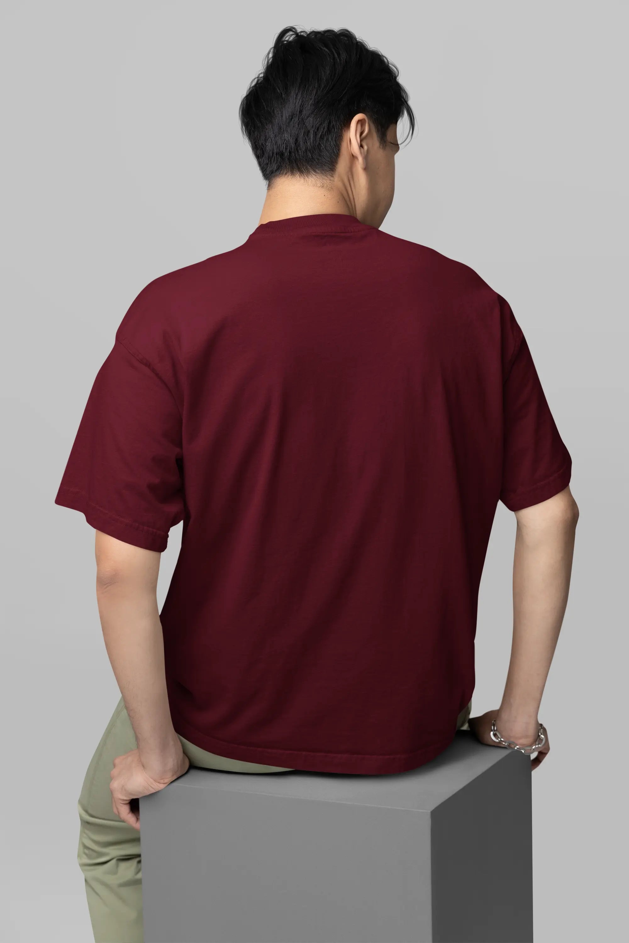 Basic Maroon Oversized T-Shirt For Men My Store