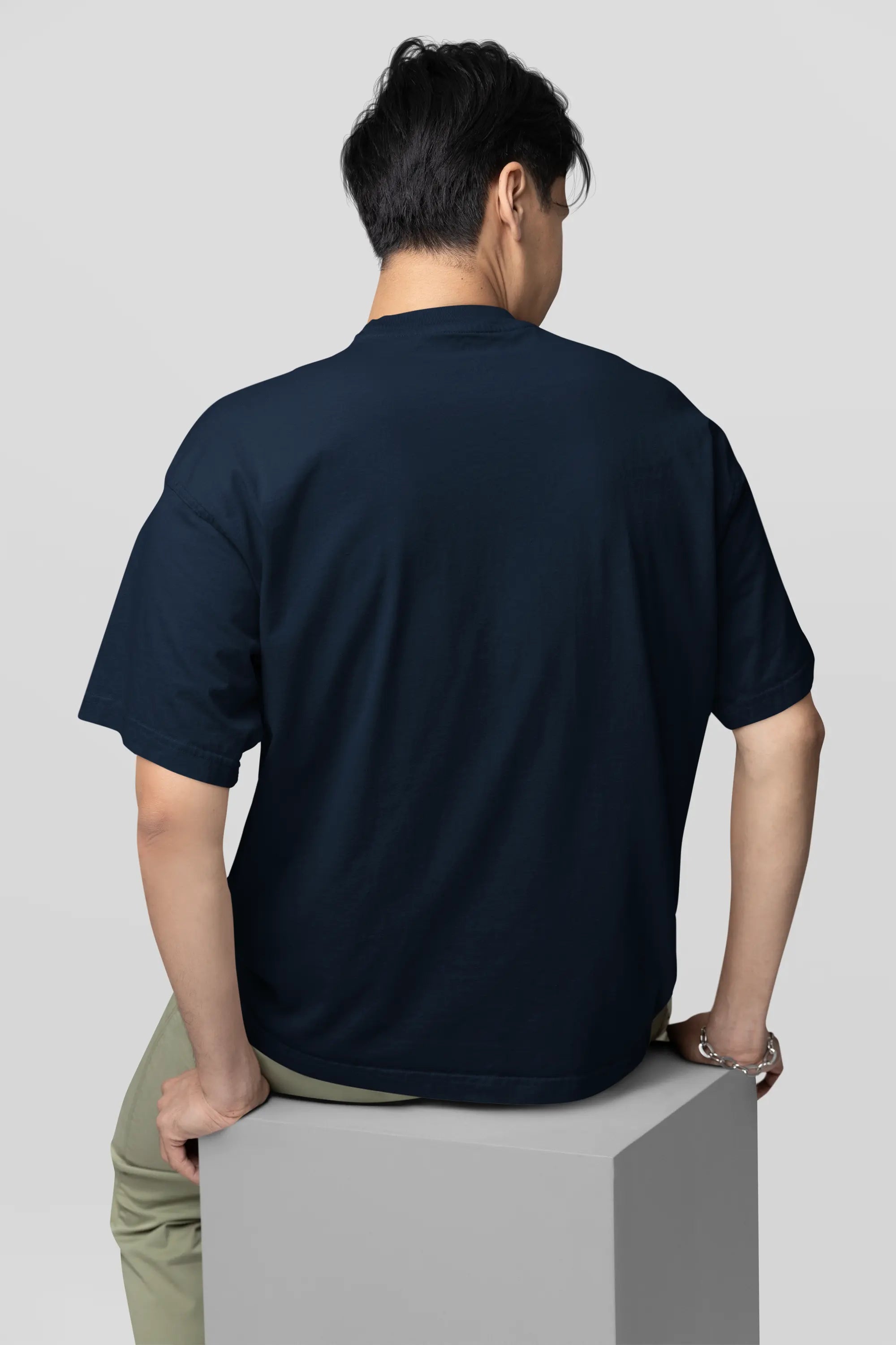 Basic Navy Bule Oversized T-Shirt For Men My Store