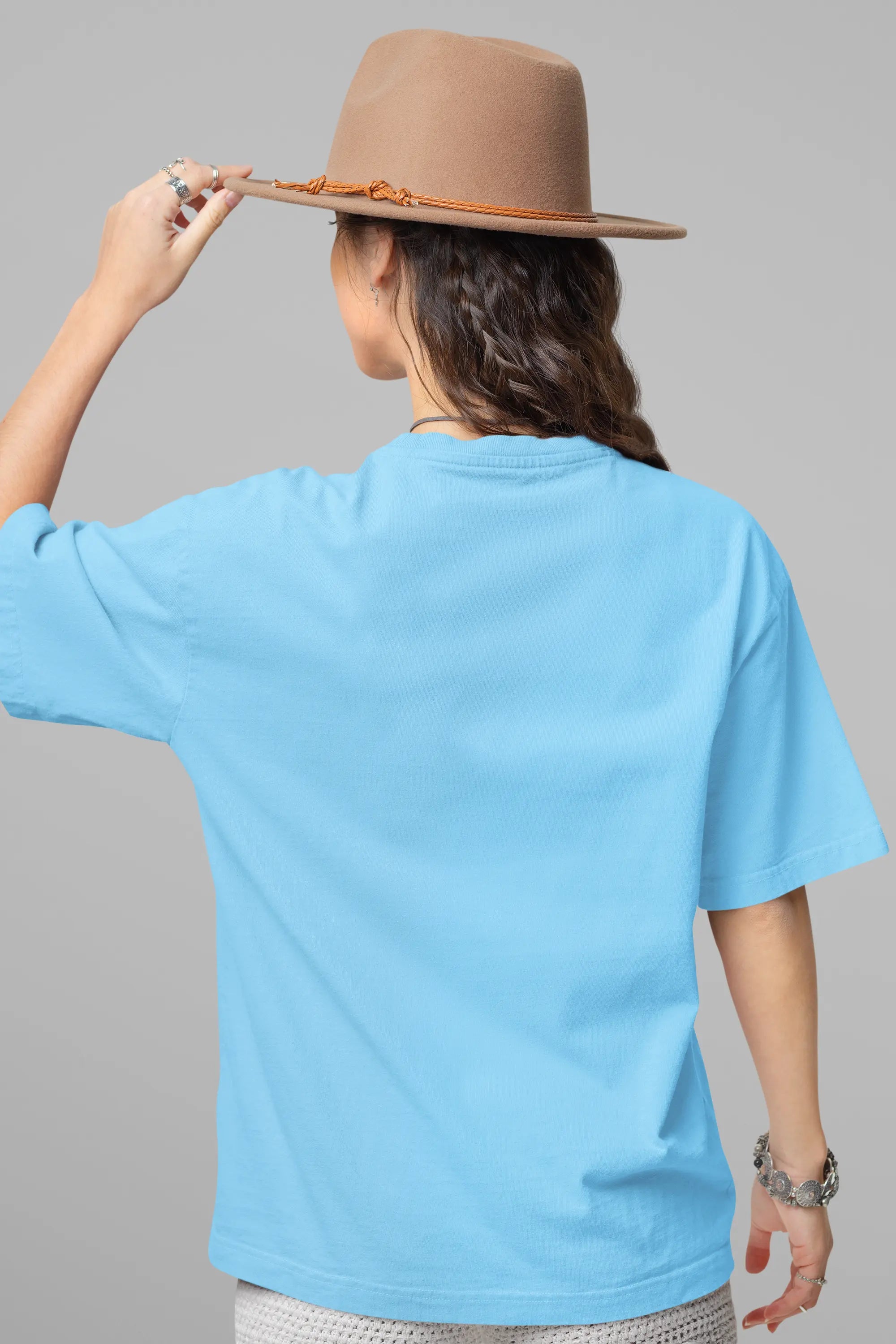 Basic Baby Blue Oversized T-Shirt For Women My Store