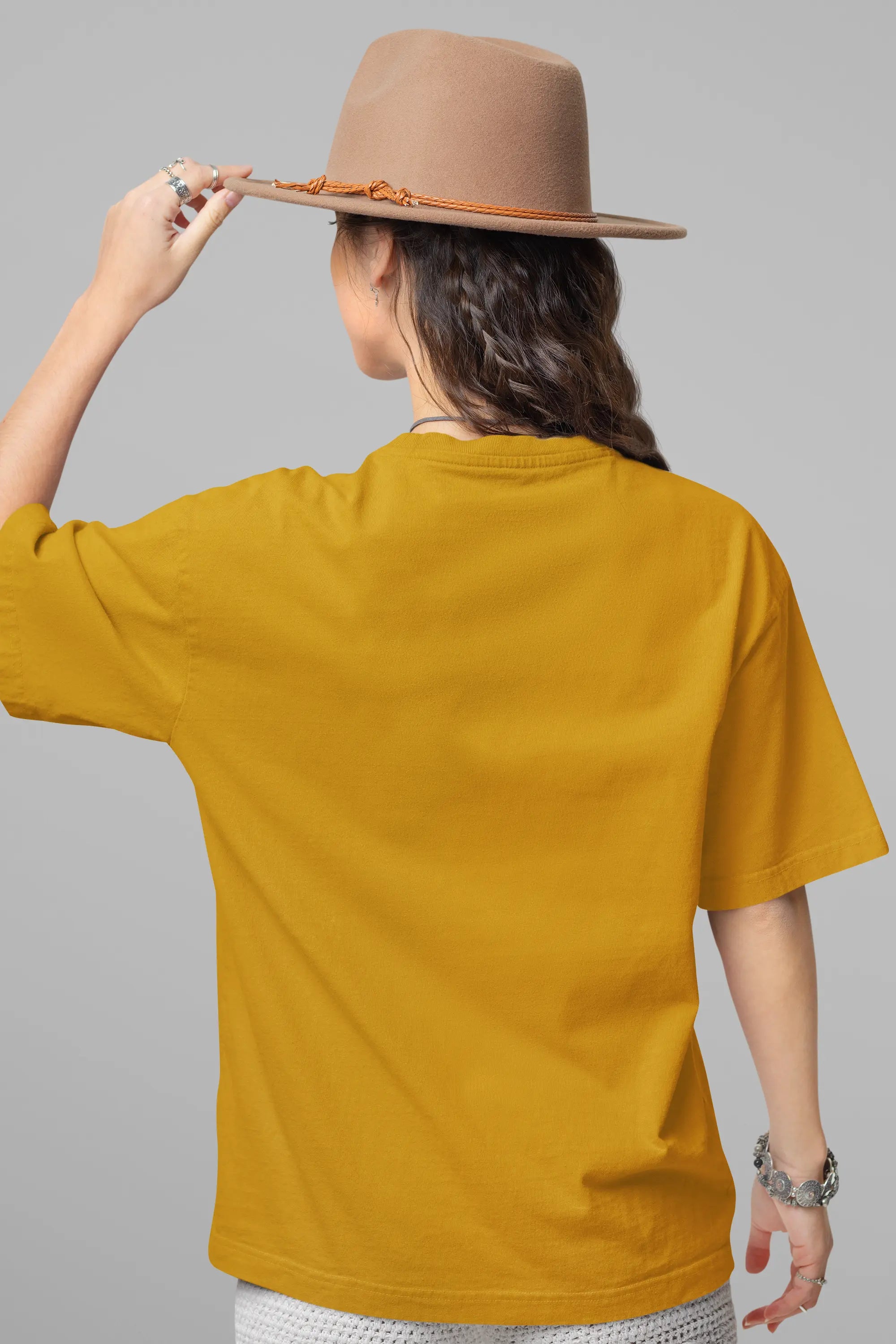 Basic Mustard Yellow Oversized T-Shirt For Women My Store