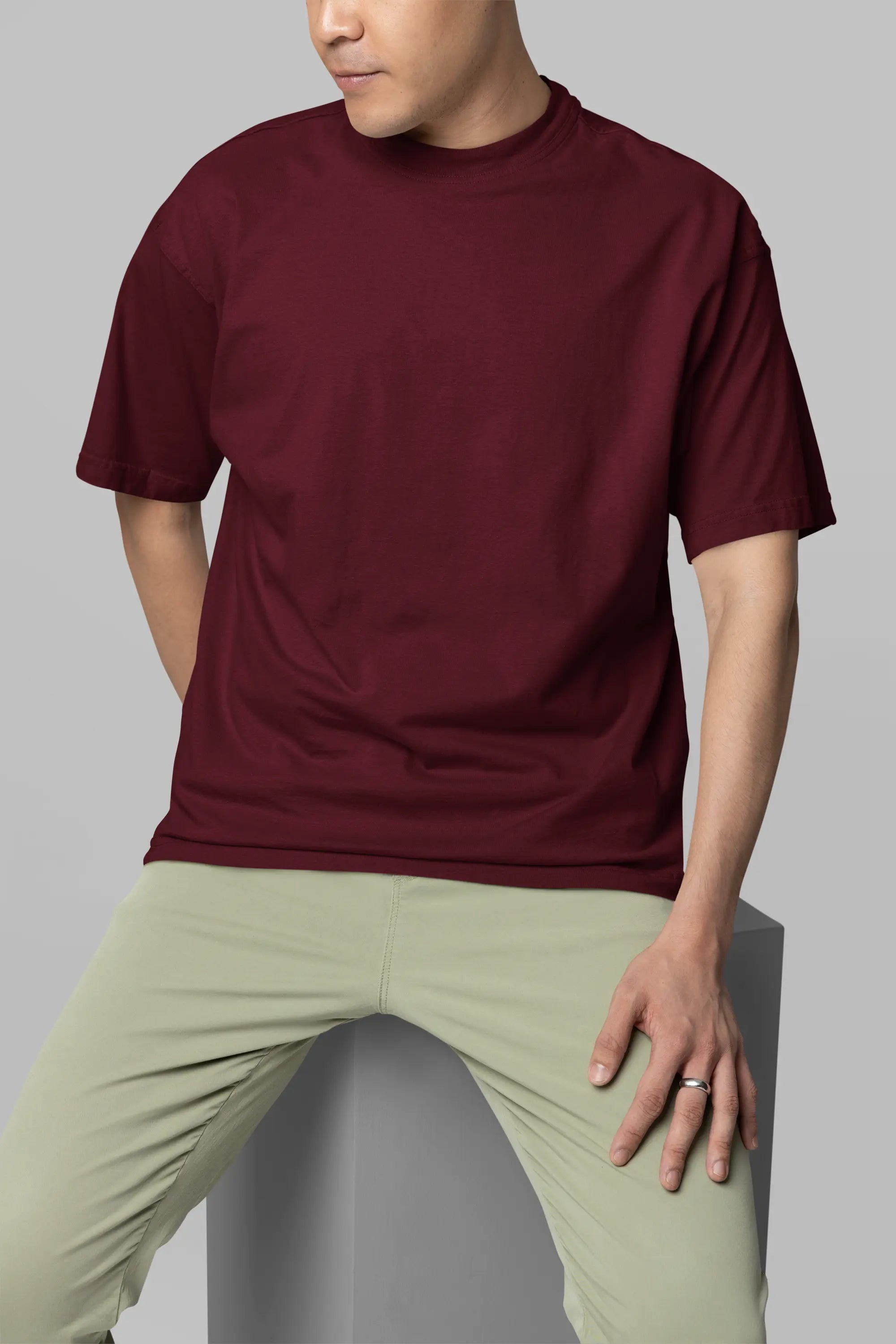 Basic Maroon Oversized T-Shirt For Men My Store