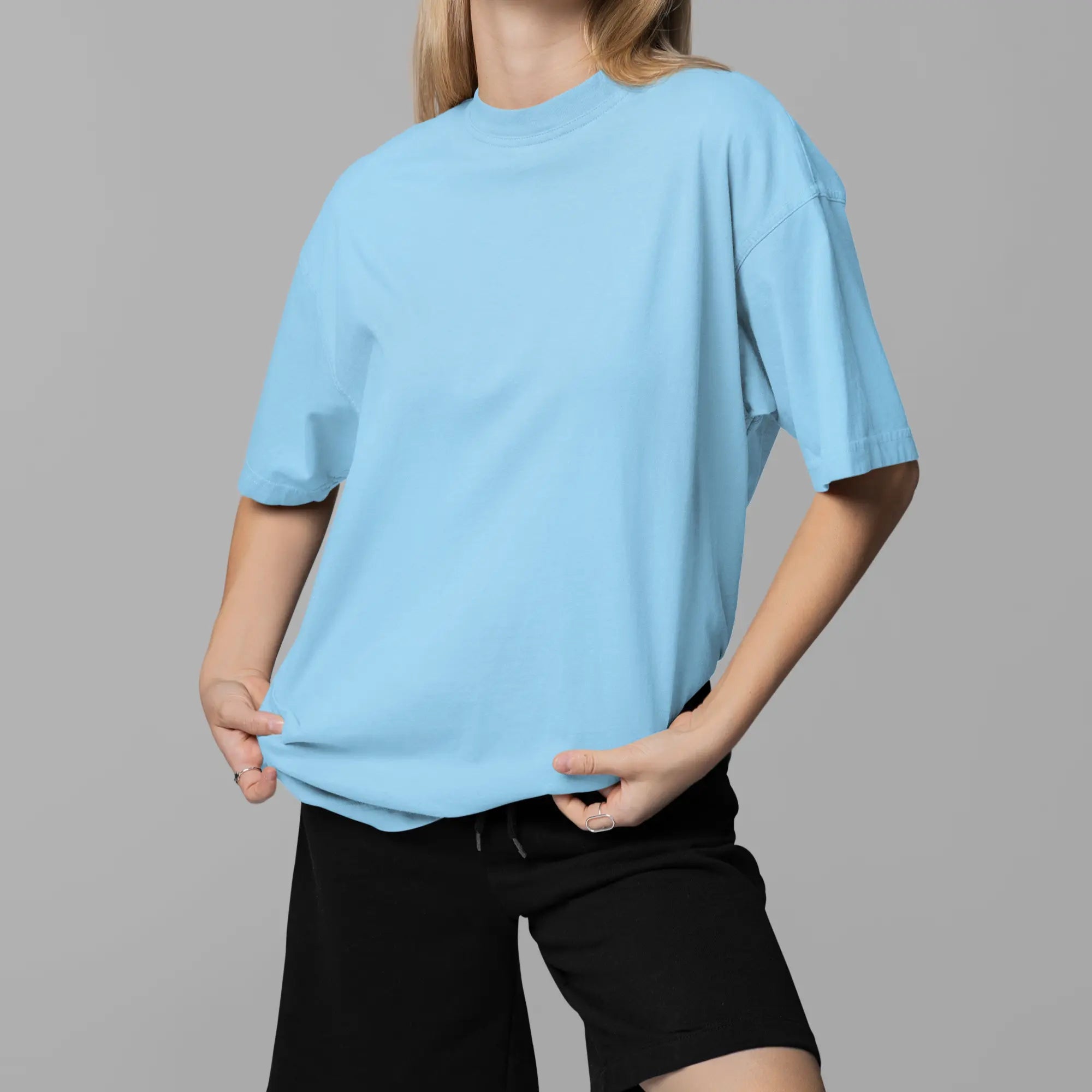 Basic Baby Blue Oversized T-Shirt For Women My Store