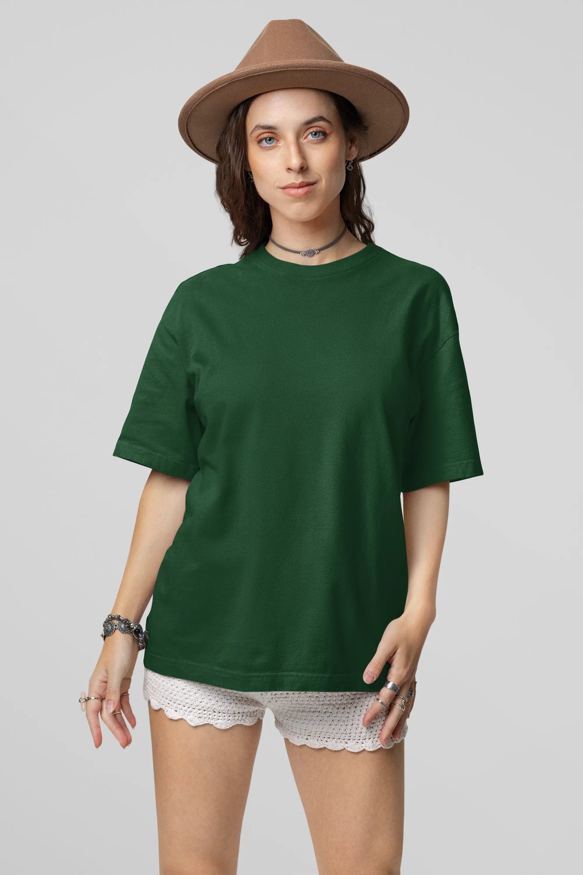 Basic Green Oversized T-Shirt For Women My Store