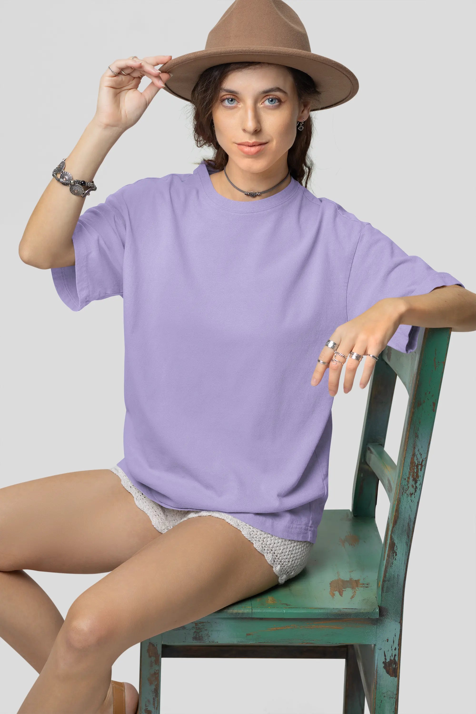 Basic Lavender Oversized T-Shirt For Women My Store