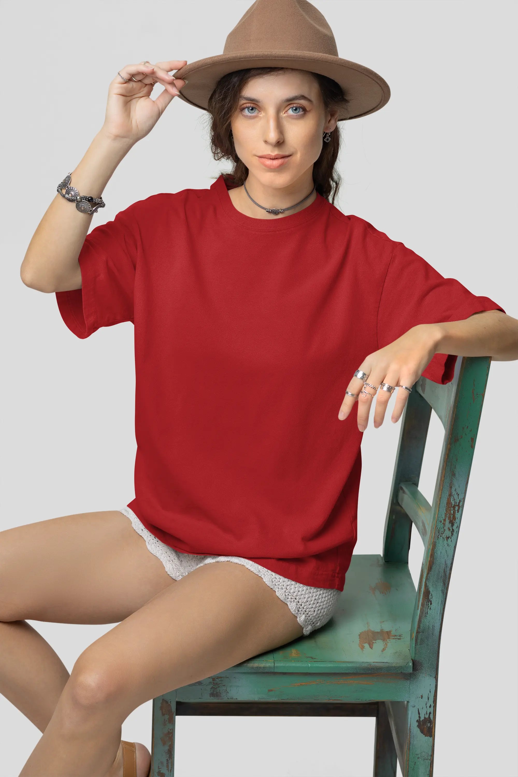 Basic Red Oversized T-Shirt For Women My Store